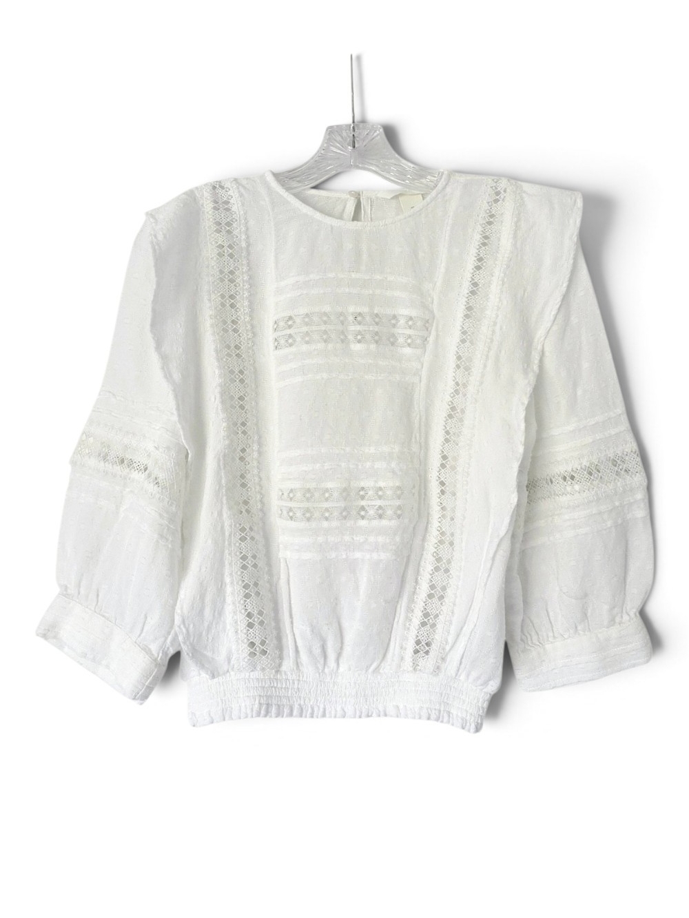 H&M White Lace-Panel Boho Blouse